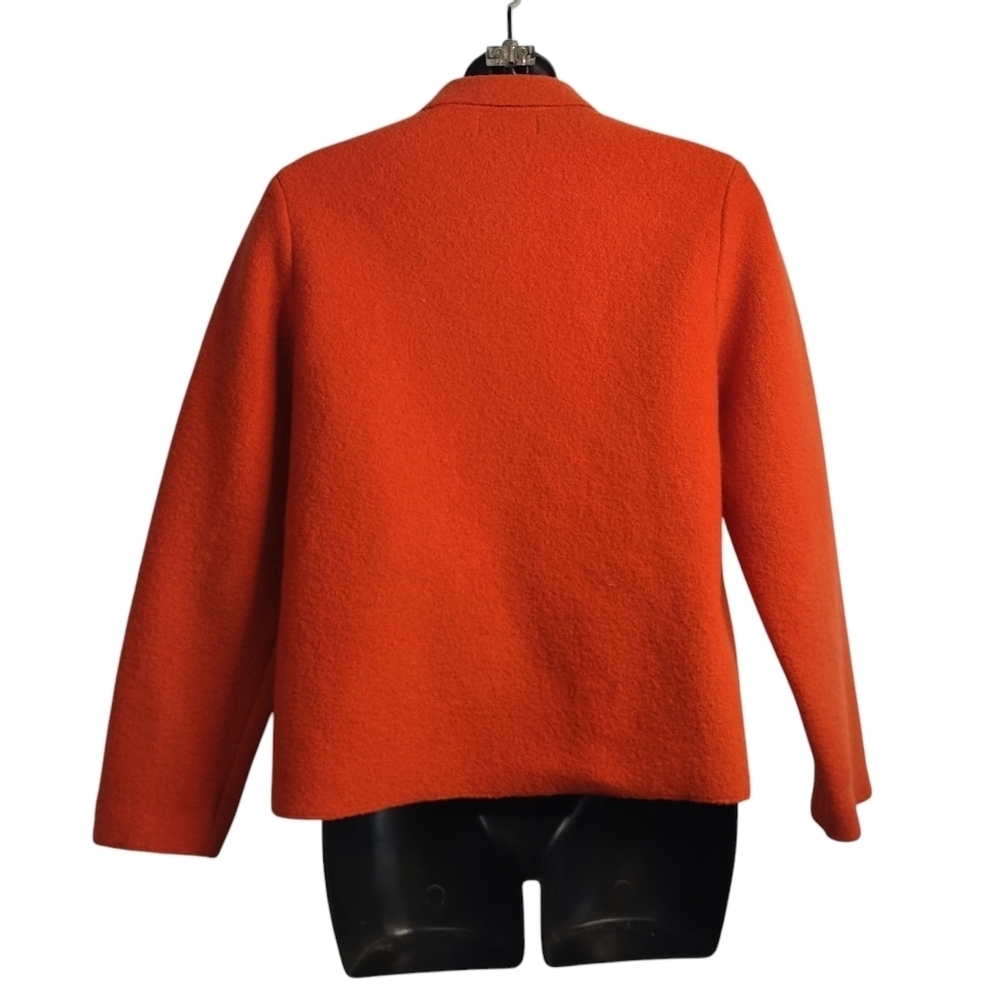 Lands' End Jacket Women's Orange 100% Wool Button Up Pockets Collared Size 4 - Picture 2 of 10